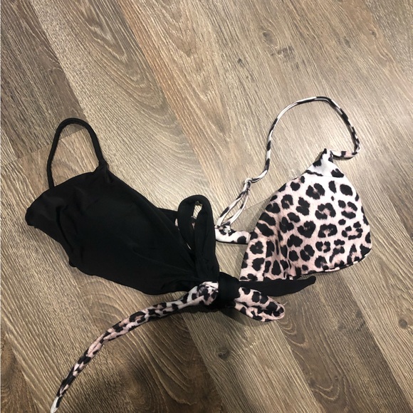 Half Leopard Half Black Bikini Top from Shein - Picture 2 of 4